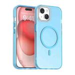 For iPhone 15 Plus Candy Diamond Magsafe Frosted PC Hybrid TPU Phone Case(Blue)