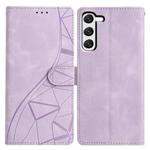 For Samsung Galaxy S23 5G Triangles Embossed Leather Phone Case(Purple)