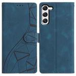 For Samsung Galaxy S23 5G Triangles Embossed Leather Phone Case(Blue)