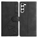 For Samsung Galaxy S23 5G Triangles Embossed Leather Phone Case(Black)