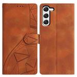 For Samsung Galaxy S23 5G Triangles Embossed Leather Phone Case(Brown)