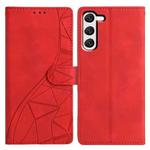 For Samsung Galaxy S23 5G Triangles Embossed Leather Phone Case(Red)