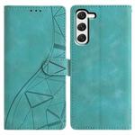 For Samsung Galaxy S23 5G Triangles Embossed Leather Phone Case(Green)