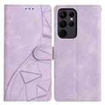 For Samsung Galaxy S23 Ultra 5G Triangles Embossed Leather Phone Case(Purple)