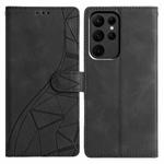 For Samsung Galaxy S23 Ultra 5G Triangles Embossed Leather Phone Case(Black)