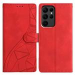 For Samsung Galaxy S23 Ultra 5G Triangles Embossed Leather Phone Case(Red)