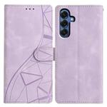 For Samsung Galaxy S25 5G Triangles Embossed Leather Phone Case(Purple)