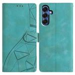 For Samsung Galaxy S25 5G Triangles Embossed Leather Phone Case(Green)