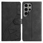 For Samsung Galaxy S25 Ultra 5G Triangles Embossed Leather Phone Case(Black)