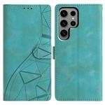 For Samsung Galaxy S25 Ultra 5G Triangles Embossed Leather Phone Case(Green)