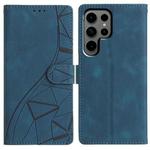 For Samsung Galaxy S24 Ultra 5G Triangles Embossed Leather Phone Case(Blue)