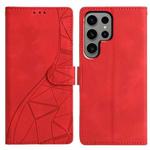 For Samsung Galaxy S22 Ultra 5G Triangles Embossed Leather Phone Case(Red)