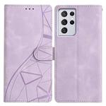For Samsung Galaxy S21 Ultra 5G Triangles Embossed Leather Phone Case(Purple)