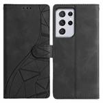 For Samsung Galaxy S21 Ultra 5G Triangles Embossed Leather Phone Case(Black)