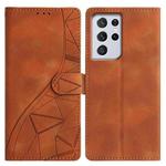 For Samsung Galaxy S21 Ultra 5G Triangles Embossed Leather Phone Case(Brown)