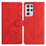 For Samsung Galaxy S21 Ultra 5G Triangles Embossed Leather Phone Case(Red)