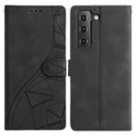 For Samsung Galaxy S21 5G Triangles Embossed Leather Phone Case(Black)
