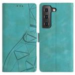 For Samsung Galaxy S22+ 5G Triangles Embossed Leather Phone Case(Green)