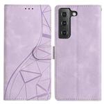 For Samsung Galaxy S21 FE 5G Triangles Embossed Leather Phone Case(Purple)