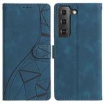 For Samsung Galaxy S21 FE 5G Triangles Embossed Leather Phone Case(Blue)
