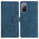 For Samsung Galaxy S20 FE Triangles Embossed Leather Phone Case(Blue)