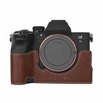 For Sony ILCE7RM5 / A7R5 Litchi Texture PU Leather Camera Half Case Base(Coffee)