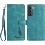 For Samsung Galaxy S21 5G Skin Feel Embossed Feather Leather Phone Case(Green)