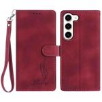 For Samsung Galaxy S23 5G Skin Feel Embossed Feather Leather Phone Case(Red)