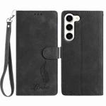 For Samsung Galaxy S23+ 5G Skin Feel Embossed Feather Leather Phone Case(Black)