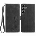 For Samsung Galaxy S23 FE 5G Skin Feel Embossed Feather Leather Phone Case(Black)