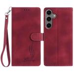 For Samsung Galaxy S23 FE 5G Skin Feel Embossed Feather Leather Phone Case(Red)