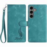 For Samsung Galaxy S24 FE 5G Skin Feel Embossed Feather Leather Phone Case(Green)