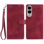 For Samsung Galaxy S25 Edge 5G Skin Feel Embossed Feather Leather Phone Case(Red)