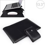 PU05 Sleeve Leather Case Carrying Bag with Small Storage Bag for 13.3 inch Laptop(Black)