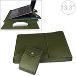 PU05 Sleeve Leather Case Carrying Bag with Small Storage Bag for 13.3 inch Laptop(Green)