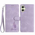 For Samsung Galaxy A06 5G Skin Feel Embossed Feather Leather Phone Case(Purple)