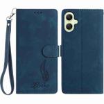 For Samsung Galaxy A06 5G Skin Feel Embossed Feather Leather Phone Case(Dark Blue)