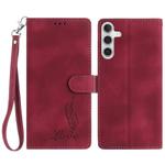 For Samsung Galaxy A56 5G Skin Feel Embossed Feather Leather Phone Case(Red)