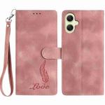 For Samsung Galaxy A06 4G Skin Feel Embossed Feather Leather Phone Case(Pink)