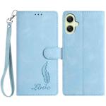 For Samsung Galaxy A06 4G Skin Feel Embossed Feather Leather Phone Case(Light Blue)