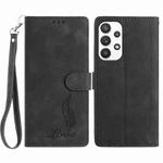 For Samsung Galaxy A23 5G Skin Feel Embossed Feather Leather Phone Case(Black)