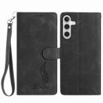 For Samsung Galaxy A34 5G Skin Feel Embossed Feather Leather Phone Case(Black)