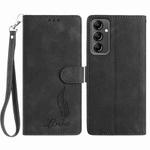 For Samsung Galaxy A14 5G Skin Feel Embossed Feather Leather Phone Case(Black)