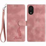For Samsung Galaxy A03 Core Skin Feel Embossed Feather Leather Phone Case(Pink)