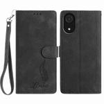 For Samsung Galaxy A03 Core Skin Feel Embossed Feather Leather Phone Case(Black)