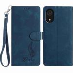 For Samsung Galaxy A03 Core Skin Feel Embossed Feather Leather Phone Case(Dark Blue)