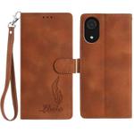 For Samsung Galaxy A03 Core Skin Feel Embossed Feather Leather Phone Case(Brown)