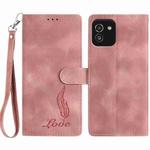 For Samsung Galaxy A03 Skin Feel Embossed Feather Leather Phone Case(Pink)