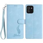 For Samsung Galaxy A03 Skin Feel Embossed Feather Leather Phone Case(Light Blue)