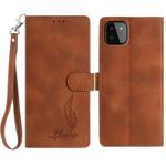 For Samsung Galaxy A22 5G Skin Feel Embossed Feather Leather Phone Case(Brown)